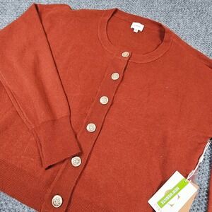 CYRUS Women's Rust Orange Button Front Cardigan Sweater XL Style C412335